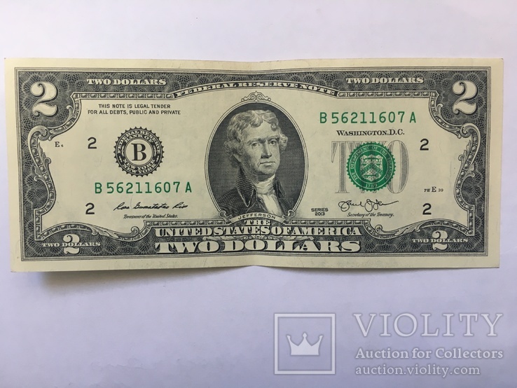 2 доллара серия: В (New-York) США 2013г., фото №2