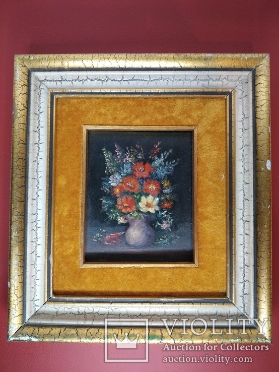 Картина "Цветочный натюрморт" в бархате-2., фото №2