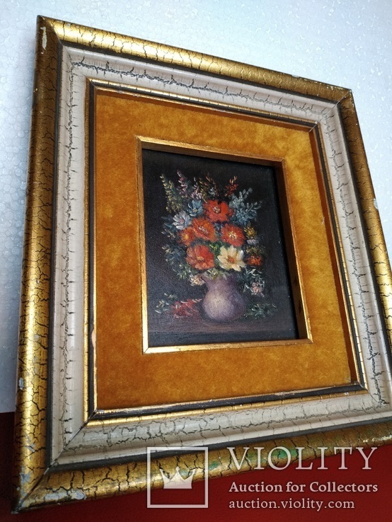 Картина "Цветочный натюрморт" в бархате-2., фото №8