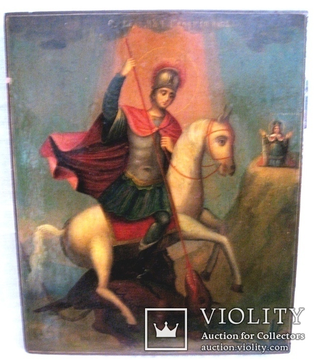 Старовинна ікона Св. Георгій змієборець, фото №3