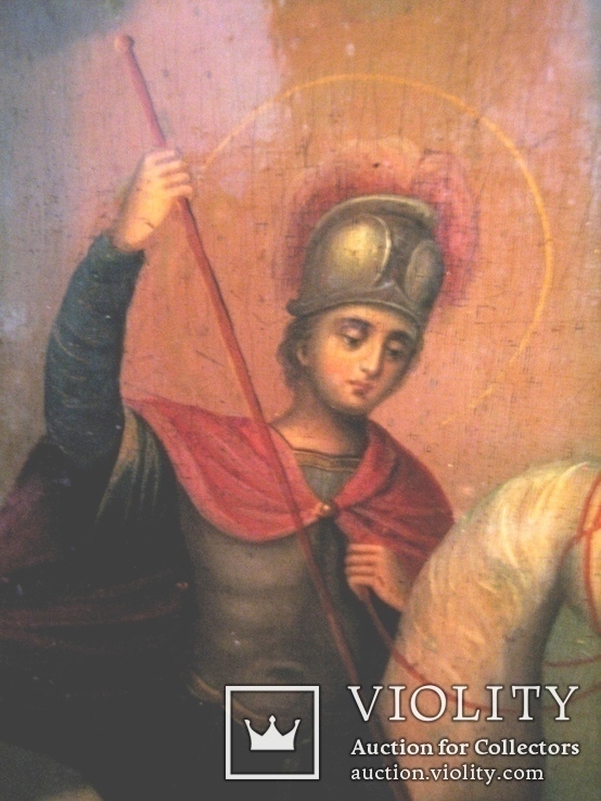 Старовинна ікона Св. Георгій змієборець, фото №5