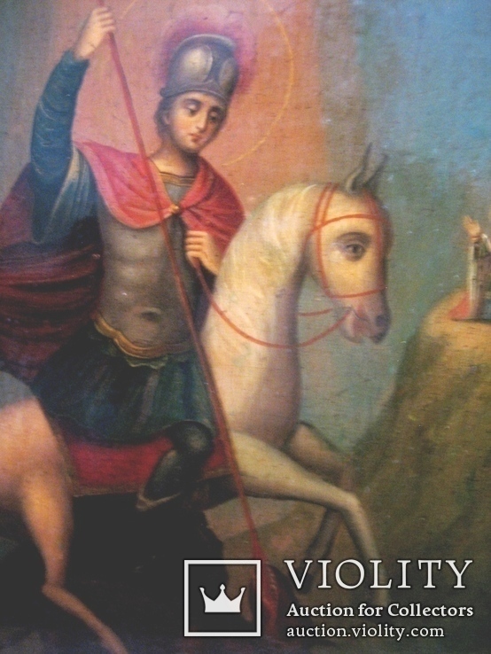 Старовинна ікона Св. Георгій змієборець, фото №12