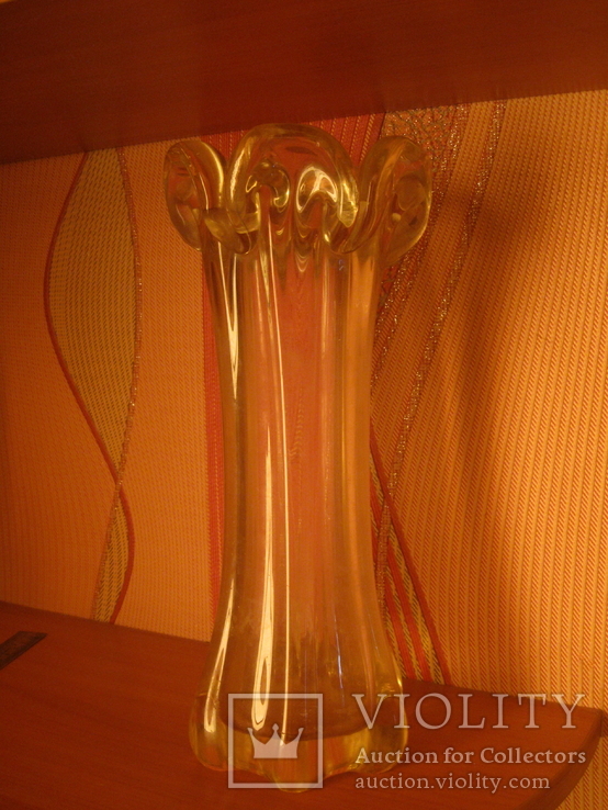 Ваза ,желтое стекло,СССР, photo number 6