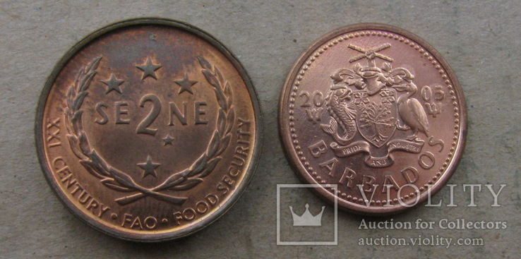 Монеты Самоа, Сисифо и Барбадос, фото №3