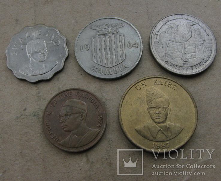 Подборка монет Африки ( Свазиленд, Заир, Замбия, Гамбия, Арабская Сахара), фото №2