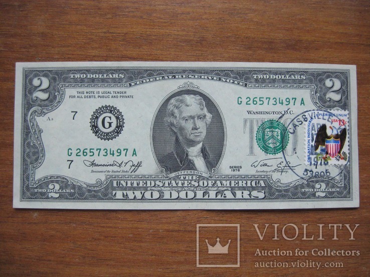 2 доллара 1976 г. Спецгашение первого дня (3497A)