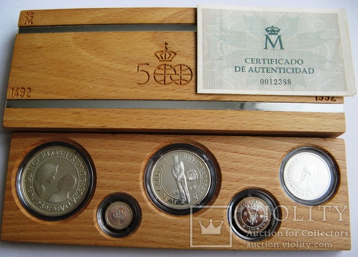 Испания, VIP-set PROOF *5 серебряных монет 100-2000 песет 1989, фото №2