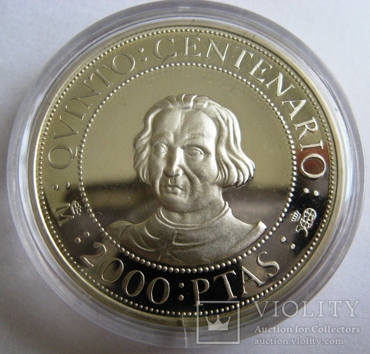 Испания, VIP-set PROOF *5 серебряных монет 100-2000 песет 1989, фото №3