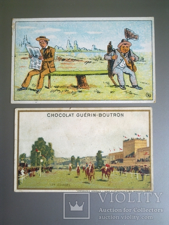 Вкладыш (фантик) реклама шоколада Франция, до 1945 г, 2 шт размер 6 на 11 см, Оригинал, фото №2