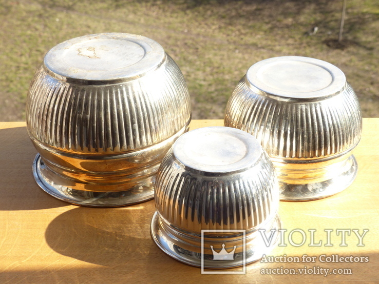 3шт. набор - ваза - три кашпо - серебрение - германия, фото №5
