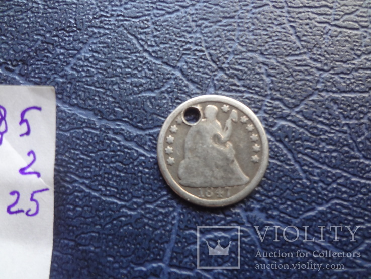 Пол дайма 5 центов 1847 США серебро    ($5.2.25)~, фото №4