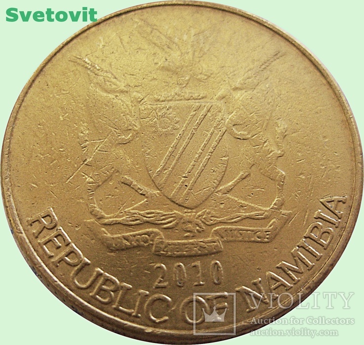 193.Намибия 1 доллар, 2010 год,орел-скоморох, фото №3