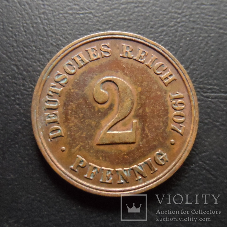 2 пфеннига 1907  J    Германия   ($5.3.7)~, фото №2