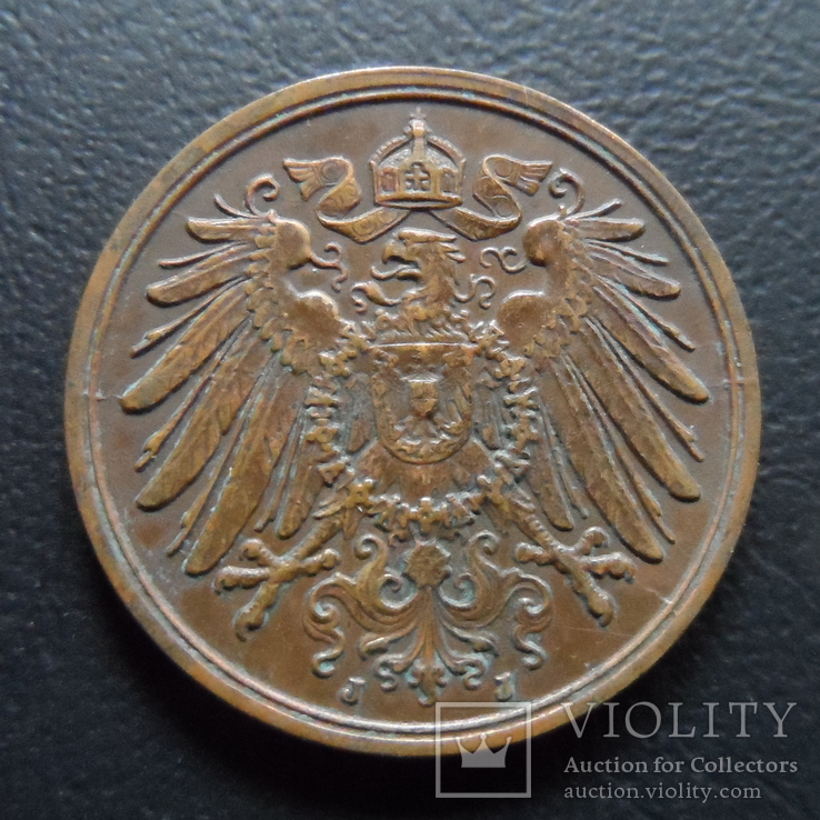 2 пфеннига 1907  J    Германия   ($5.3.7)~, фото №3
