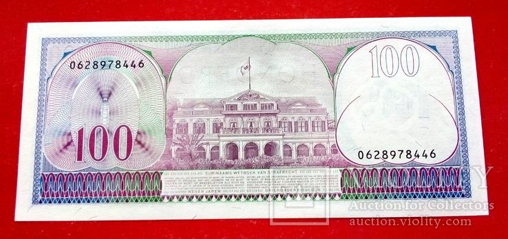 Суринам - 100 Gulden 1985 г. UNC Пресс, фото №2