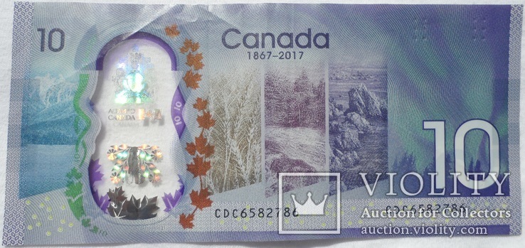 Канада 150 лет Конфедерации 10 долларов 2017 Полимер Пластик, фото №3