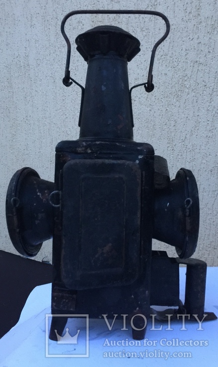 Фонарь железнодорожный лампа большая старинная массивная, фото №12
