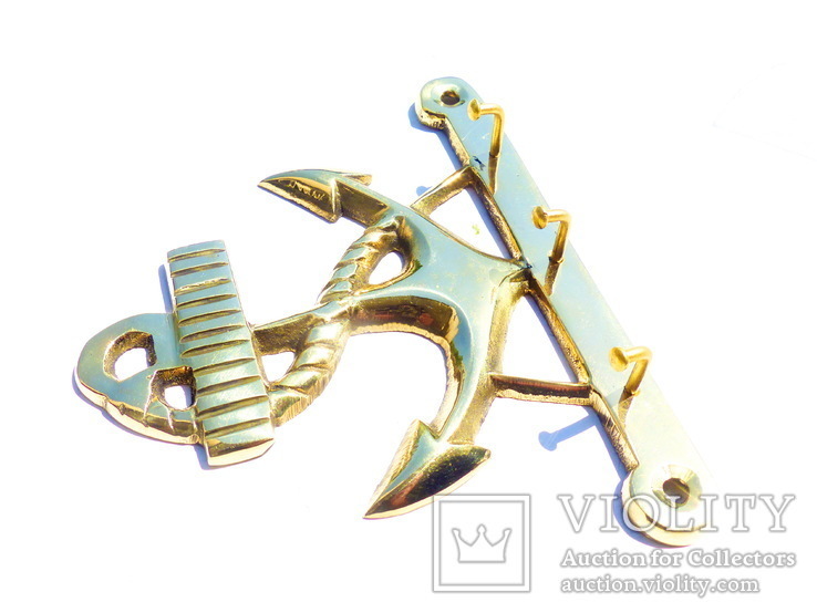 Вешалка - Ключница - морской якорь  - 15,7 х 13 см . бронза, фото №4