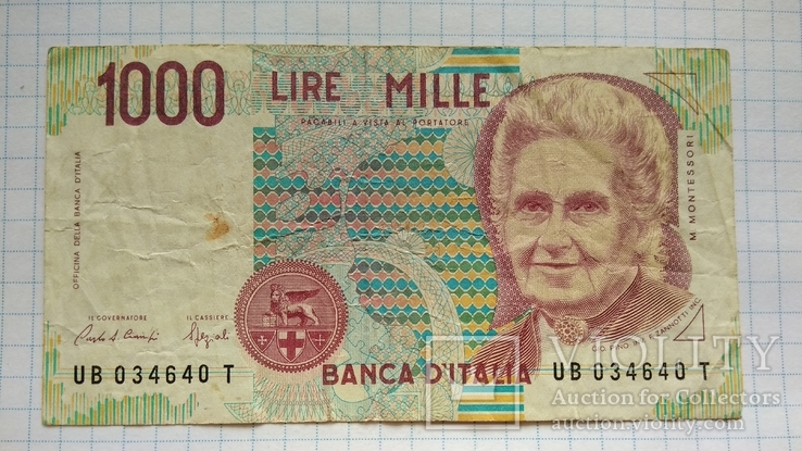 1000 лир 1990 года Италия, фото №2