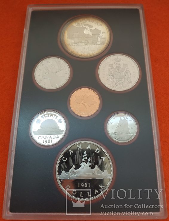 Канада Набор 1981 Пруф серебро Паровоз, фото №2