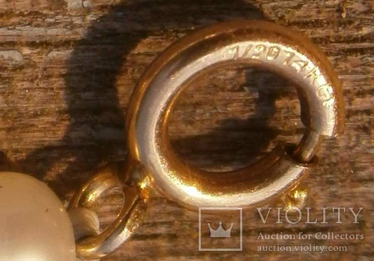 Жемчуг, позолота 14К, ожерелье 2 шт. по 40 см., фото №10