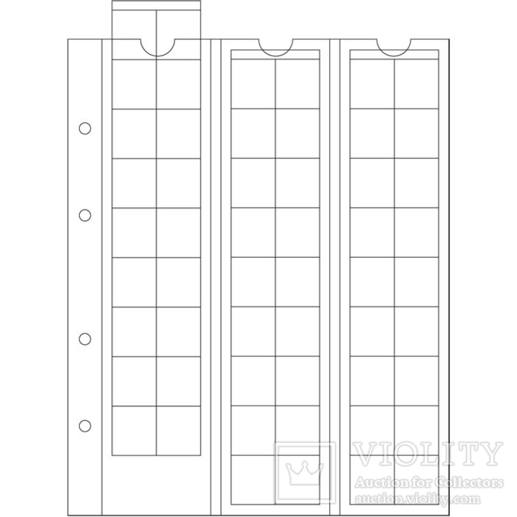 Лист к альбому Leuchtturm, Optima для монет до 20 мм. 315033