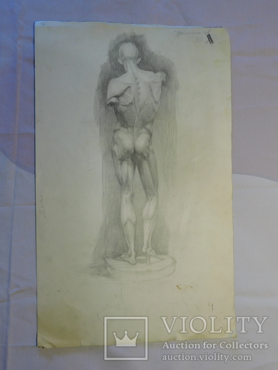 Подпись Прокопенко. Скульптура. Бумага, карандаш. Размер 31,5х51,5 см., фото №2