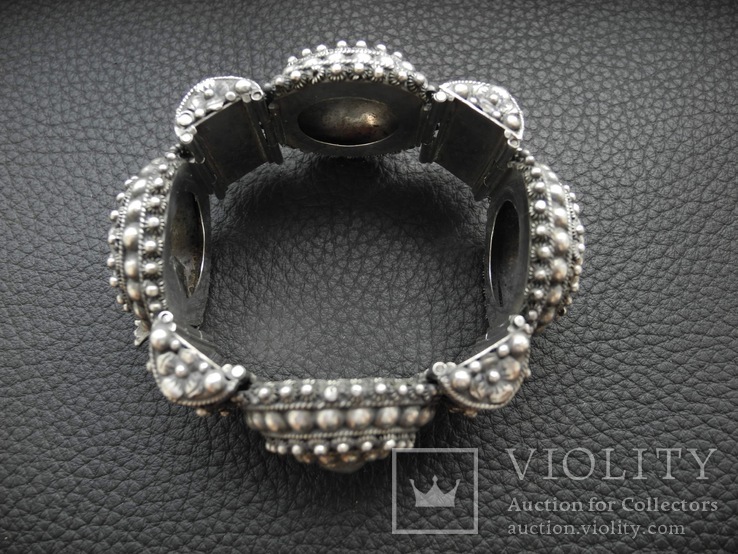 Старинный серебряный браслет с зернью ( серебро 800пр, 92гр), фото №3