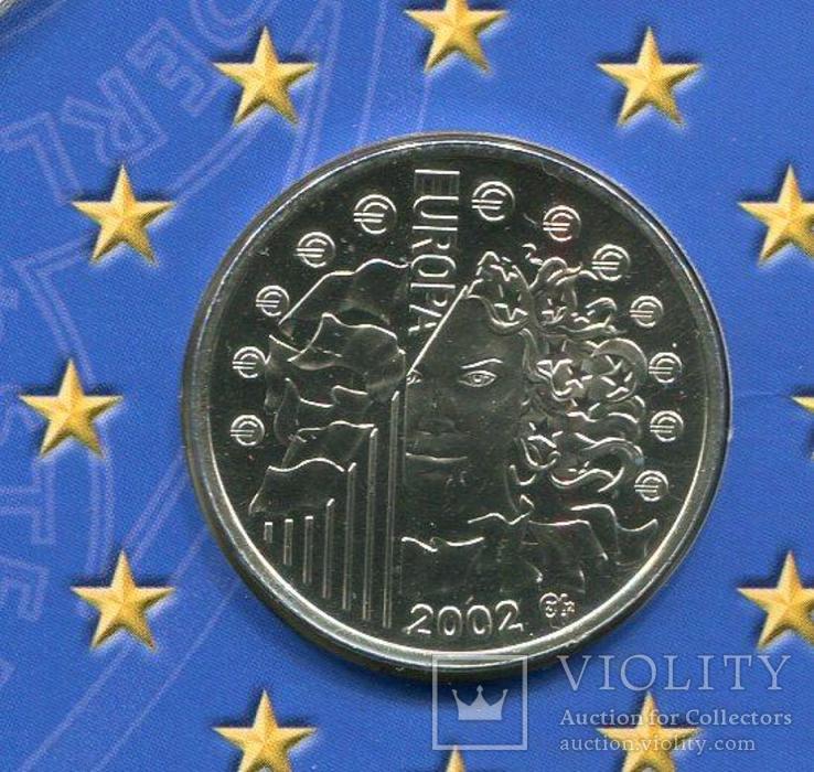 Франция 1/4 евро 2002 UNC серебро Буклет, фото №3