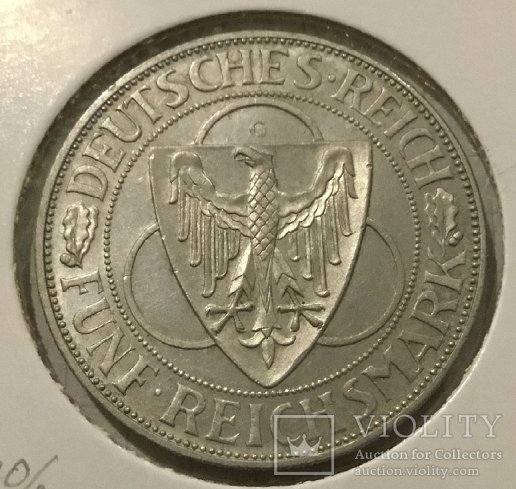 Веймар 5 марок 1930 G Орел (самый редкий тираж 37тыс) х2л6, фото №2