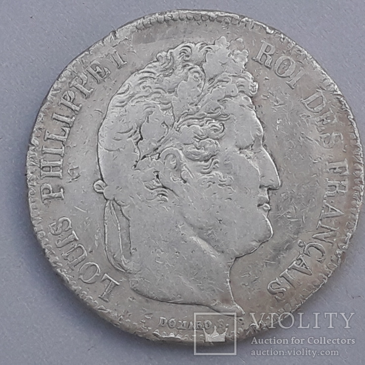 5 франков, Франция, 1836 год, W, серебро 900-й пробы 25 грамм, фото №3