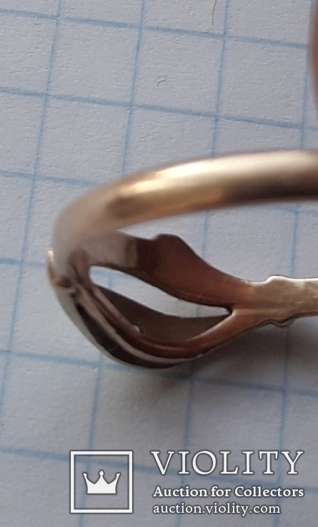 Золотое кольцо 585 пробы,комбинированное, фото №3