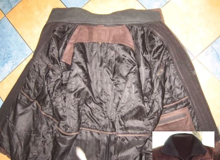 Большая фирменная кожаная мужская куртка TRAPPER Лот 515, фото №6