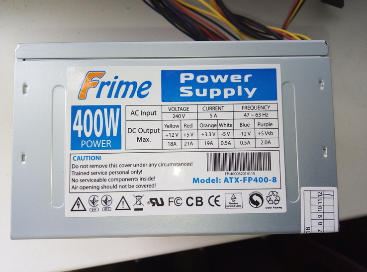 Блок питания Power Supply 400W (model: ATX - FR400-8), фото №2