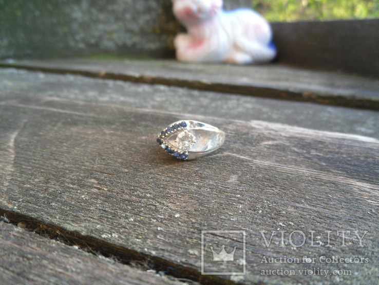 Золотое кольцо с бриллиантом 0,6 Кт и зелено-голубыми бриллиантами, фото №9