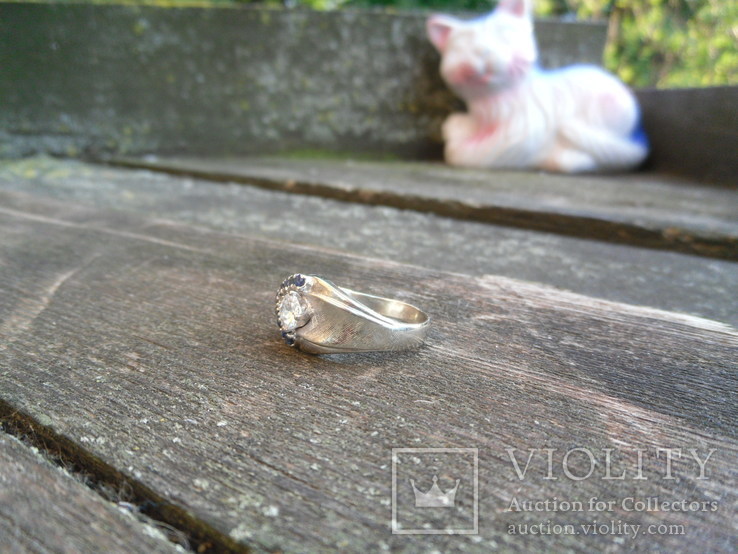 Золотое кольцо с бриллиантом 0,6 Кт и зелено-голубыми бриллиантами, фото №10