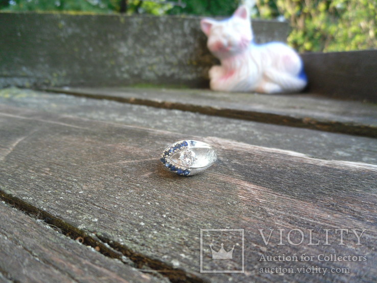 Золотое кольцо с бриллиантом 0,6 Кт и зелено-голубыми бриллиантами, фото №13