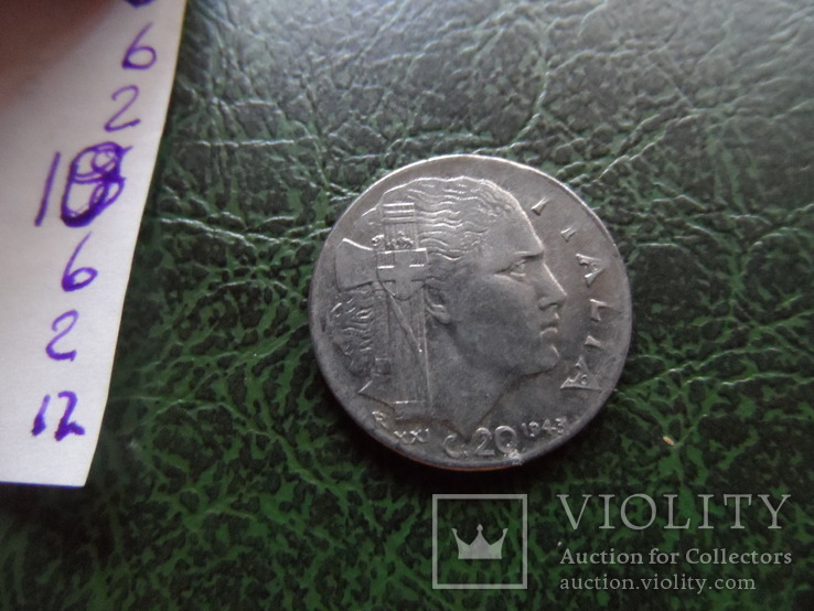 20 чентезим  1943  Италия     ($6.2.12)~, фото №4