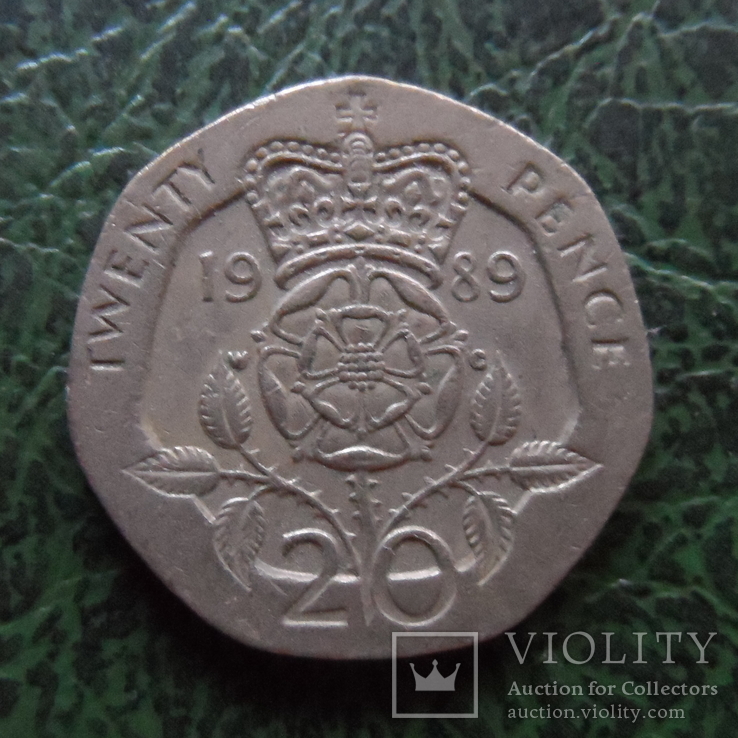 20 пенсов  1989  Великобритания    ($6.2.39)~, фото №2
