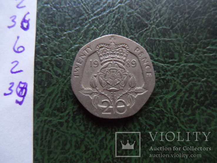 20 пенсов  1989  Великобритания    ($6.2.39)~, фото №4