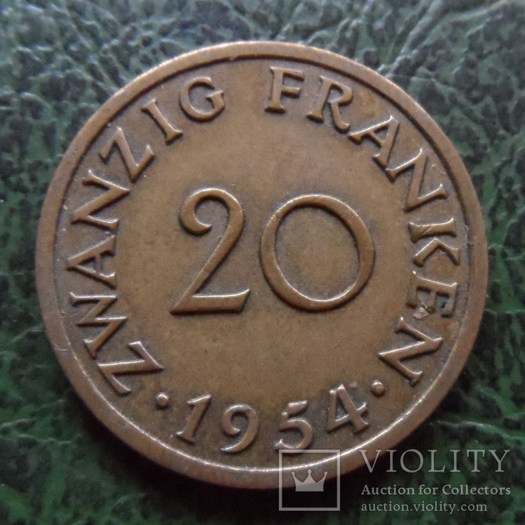 20  франков  1954  СААР  Германия    ($6.2.40)~, фото №2