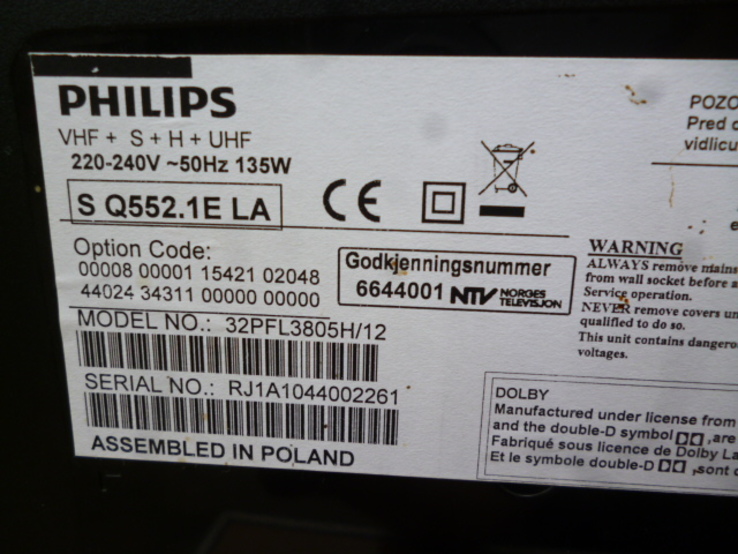 Телевізор PHILIPS 32PFL3805H\12 з Німеччини, фото №8