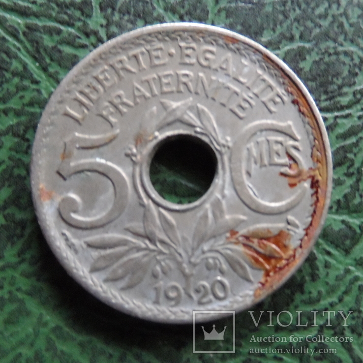 5  сантим  1920  Франция    ($6.3.26)~, фото №3