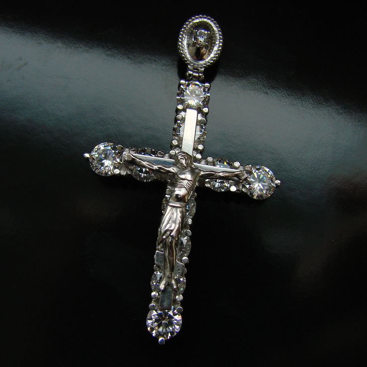 Серебряный 925  крест с фианитами (Cubic Zirconia), фото №9