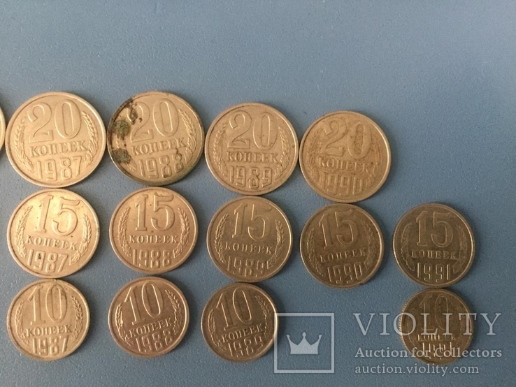 56 монет СССР-10коп. 15коп. 20коп. одним лотом, фото №5