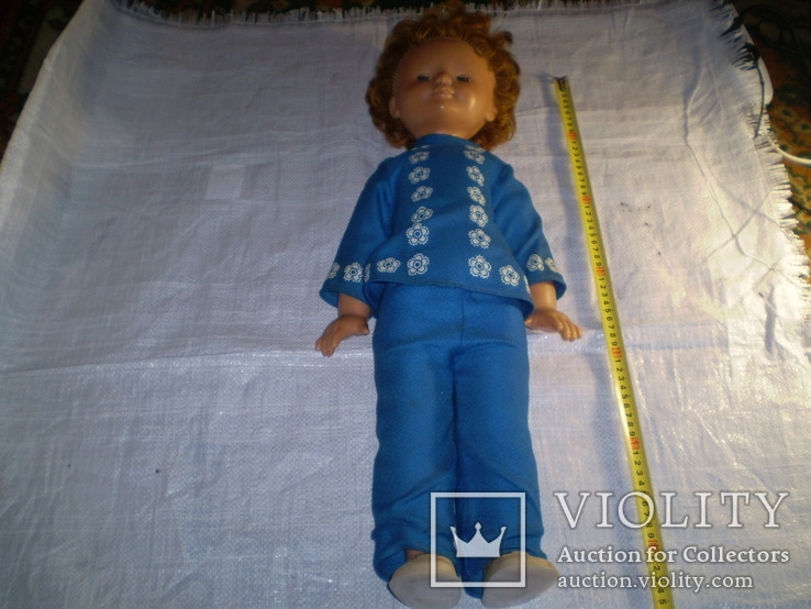 Кукла паричковая на резинках с клеймом 65 см голубоглазая, фото №2