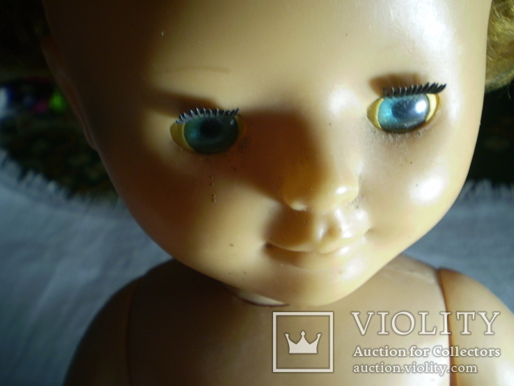 Кукла паричковая на резинках с клеймом 65 см голубоглазая, фото №6