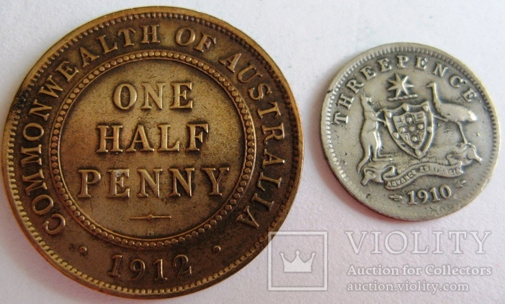 Австралия, набор*4 шт. 1/2 пенни - 1 шиллинг, Эдвард VII (1910-1912), фото №4