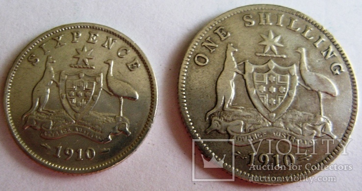 Австралия, набор*4 шт. 1/2 пенни - 1 шиллинг, Эдвард VII (1910-1912), photo number 6