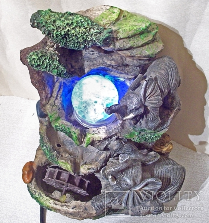 Настольный ночник светильник фонтан «Слоны у горного ручья», фото №5
